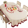Mantel de Año Nuevo, lavable, impermeable, a prueba de aceite, tapete de mesa, mantel decorativo del Año del Caballo, arreglo de ambiente de Año Nuevo, tapete protector de mesa