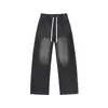Jeans de mezclilla personalizados/otoño nuevos de alta costura con salpicaduras para hombre, pierna recta, versátiles, talla grande, negro y azul