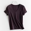 Bohang Primavera y Verano Nueva Camiseta de Manga Corta de Seda de Morera para Mujer Espalda Bordada con Espigas de Trigo Manga Corta Holgada Slim Cuello V