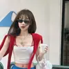 Óculos de sol estilo europeu e americano de metal de peça única olho de gato femininos retrô de alta qualidade para afinar o rosto redondo populares online moda óculos de sol da moda