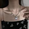 Collar Kulomi estilo hip-hop Niche Ins para mujer, ligero, de lujo, de acero de titanio, con costuras reflectantes de cuentas, cadena para clavícula.