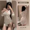 Lencería sexy Manyan cárdigan sexy transparente manga larga camisa de novio falda pijama uniforme traje generación 1654
