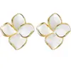 Pendientes Grandes de Pétalos de Esmalte de Gama Alta y Elegantes para Mujer, Pendientes de Moda Exagerada Estilo Minimalista de Celebridad de Internet Europeos y Americanos al por Mayor
