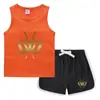 Chal de Verano para Niños 2023 Pantalones Cortos Calientes Camiseta Básica Casual Coreana Sudadera sin Mangas para Niños Absorbente de Sudor Color Caramelo