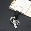 Accesorios de llavero tejidos a mano de fábrica, llavero de cuerda de cuero versátil retro, accesorios de colgante semiacabados para DIY