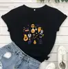 Camiseta Casual Solta de Manga Curta Colorida com Estampa de Imagem Halloween 2025 Exportação Nova para Mulheres