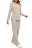 Amazon Europeo y Americano suelto simple color liso casual traje mujer otoño nuevo textura cordón ropa de casa mujer