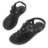 Comercio Exterior Tallas Grandes Verano 2026 Nuevas Sandalias Mujer Anillo en el Dedo del Pie de Flor Europea Americana Sandalias Planas Chanclas Zapatos de Playa