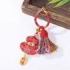 Estilo Chino Brocado Song Calabaza Borla Anillo para Dedo Hebilla Colgante DIY Hecho a Mano Cadena de Teléfono Llavero Colgante para Bolso Adorno Accesorios
