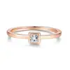 Anillo Chengda Jewelry de Plata de Ley S925 Color Oro Champán Cuadrado Diamante Moissanita Anillo de Cola Moda Estilo Lujo Ligero Regalo para Novia