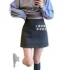 Mi recomendación personal favorita~ Cuanto más lo usas, más te encanta. Falda de Lana Gris Línea A para Mujer, Otoño e Invierno, Anti-Exposición, Falda Corta Ajustada a la Cadera