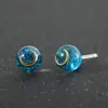 Pendientes de Cristal de Arena Líquida Iridiscente Estilo Coreano, Pendientes de Resina para el Cuidado de los Oídos, Pinzas para Orejas Teñidas en Degradado Estilo Ins de Nicho
