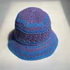 Nuevo Sombrero de Pescador Tejido a Crochet Hecho a Mano Estilo Coreano Combinación de Colores para Mujer Primavera y Verano Diseño Hueco Transpirable Versátil Casual