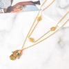 Moda Transfronteriza Nuevo Doble Capa Redondo Marca Viscosa Diamante Cadena para Clavícula Ojo de Gota de Pegamento Palma Collar Apilado Accesorios Elegantes para Mujeres