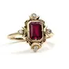 Anillo de Compromiso Nine Nuo Cross Border wish Chapado en Oro de 14K Corte Esmeralda Rubí Anillo de Luna y Estrella Joyería