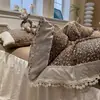 Conjunto de Quatro Peças em Gaze Ruffled Floral Renda Retrô Francesa de Kapok Amigável à Pele Estilo Saia de Cama Lençol Ultra-Macio e Capa de Edredom
