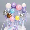 Decoración para Pastel de Cumpleaños enchufe de moño corazón colorido paleta bola de lentejuelas enchufe accesorios para mesa de postres