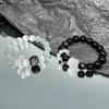 Pulseira de Obsidiana Prateada Genuína Natural para Casais, Luxo Leve, Nicho, Alta Qualidade, Estilo Simples, Pulseira de Casal com Design Original