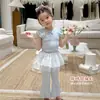Conjunto de Verão Infantil Novo Tendência Simples Tricô Estilo Coreano Meninas Hanfu
