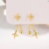 Brincos Elegantes de Novo Estilo com Design Pendente nas Costas Estrela de Quatro Pontas para Mulheres, Brincos de Luxo de Alta Qualidade, Acessórios de Orelha com Design da Moda