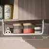 Estante de almacenamiento para puerta de gabinete de cocina inferior, canasta colgante, estante de almacenamiento de capas, organizador de toallas de papel y film transparente