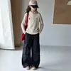 Conjunto de moletom com zíper parcial e gola alta para meninas, primavera e outono, adequado para estudantes do ensino médio, com uma camada base e calças casuais de trabalho, um conjunto de duas peças