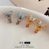 Pinza para Oreja de Mariposa con Circonita Galvanizada en Oro Real de 18k Pendientes Retro de Nicho Versátiles Sin Agujero en la Oreja Pendientes de Moda de Gama Alta