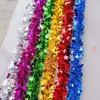 Decoração de Natal Cor Sólida Estrela de Cinco Pontas Fita de Lantejoulas Guirlanda Tiras Coloridas Densas Artigos de Decoração para Festa de Feriado Enfeites para Pendurar