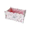 Cesta de armazenamento de mesa com acabamento em renda, estampada com flores e morangos, cesta organizadora dobrável para itens diversos, caixa de armazenamento de cosméticos para meninas