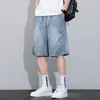 Shorts Jeans Tencel Finos de Verão Masculino Calça Reta Solta de Comprimento Médio Retrô Americano Calças Casuais de Cinco Pontos para Meninos