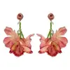 Pendientes de Borlas de Flor de Rosa Super Hada Retro Hada Únicos Exagerados Pendientes de Gama Alta Largos de Nicho para Mujer