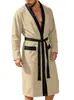Roupão de banho masculino jacquard longo macio cor sólida com cinto Amazon transfronteiriço, roupa de casa plus size europeia e americana para homens