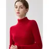 Nuevo suéter de cachemira para otoño e invierno para mujer, cachemira de cabra pura, cuello alto, corte ajustado, suéter de punto para usar como capa base