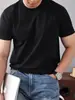 Camiseta masculina de manga curta para o verão feita de bambu Sorona, fresca ao toque, antibacteriana, proteção solar, preto e branco, tamanho grande, respirável, camisa de gola redonda