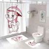 Cortina de Chuveiro de Gato Conjunto Impermeável Cortina de Banho Banheiro Cortina de Haste Curva Sem Furo Cortina de Porta Decoração