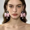 Brincos de Tarraxa Roxo Romântico da Idade Média Femininos Brincos Geométricos de Alta Qualidade 2025 Novos Brincos Elegantes com Flor Francesa para Mulheres