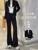 Pantalones Deportivos Negros Acampanados para Mujer 2026 Nuevo Primavera Otoño Caída Casual Pantalones de Chándal Cintura Alta Petite Adelgazantes Pantalones Micro Acampanados