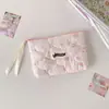 Estilo Coreano Floral Acolchoado Portátil Porta-Moedas Fofo Macio Sacola para Miudezas Cosméticos Bolsa para Batom Fone de Ouvido Mini