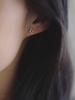 Pendientes de plata de ley 925 con forma de alfiler, sencillos, con diamantes huecos y cuatro circonitas, mini pendientes de alta gama para mujer.