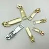 En stock al por mayor cabeza de cremallera de aleación de zinc cabeza de cremallera metálica de doble sección cabeza de cremallera para ropa y equipaje cabeza de cremallera de nailon