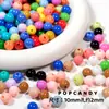 Cuentas Redondas de Colores Accesorios para Joyería DIY Cuentas Sueltas Hechas a Mano Arcoíris Color Completo Crema 10mm Accesorios para Pulseras Collares Cuentas