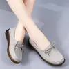Sapatos de trabalho casuais femininos de couro com cadarço, nova tendência 2024 para trabalhadores de escritório, sola de tendão, sola macia, antiderrapante, camada única de couro