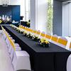 Funda de Mesa Elástica Arqueada Personalizada de un Solo Lado para Exposiciones, Reuniones de Empresa, Mantel de Poliéster Antideslizante, Específico para Exposiciones
