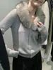 Liquidación, Sin Devoluciones ni Cambios. Moda Otoño e Invierno Suéter Cálido Elegante con Cuello de Piel para Mujer 98120 (El cuello de pelo es desmontable)