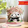 Adornos Acrílicos 2D Transfronterizos de Animales bajo Árboles de Cerezo, Diseños de Panda y Ardilla, Piezas de Exhibición de Escritorio, Decoración del Hogar Curativa