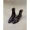 Nuevas botas elásticas de tacón grueso estilo británico de moda 2026, ajustadas, para mujer, adecuadas para ir al trabajo en otoño e invierno, con forro de felpa, botines retro, botas de moda