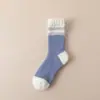 Calcetines de Coral para Hombre, Calcetines de Media Caña para Otoño e Invierno, Calcetines Gruesos y Felpudos para el Hogar, Calcetines Largos Cálidos para Dormir para Hombre con Bloques de Color