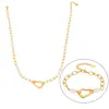 Novo Conjunto de Joias Meli - Pulseira de Corrente para Clavícula com Contas de Aço Inoxidável de Alta Resistência com Pingente de Coração Irregular Banhado a Ouro 18K Real