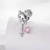 Unhas Ossinho de Gato Kt Fofas, Brincos Parafusados de Osso da Orelha de Aço Titânio Doces, Unhas Ossinho de Orelha Kawaii, Brincos Piercing de Nicho Rosa