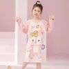 Camisón de algodón para niña, pijama fino de manga larga para primavera y otoño, nuevo estilo 2024, ropa de casa para niñas.